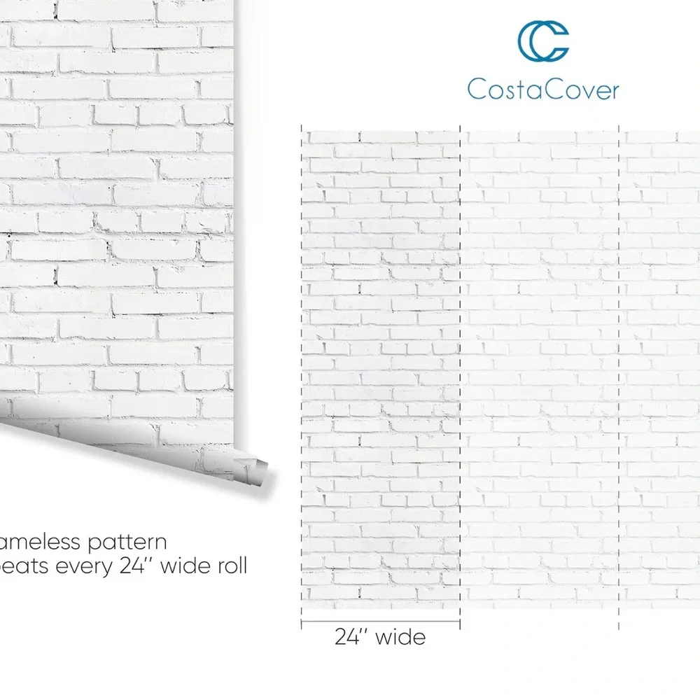 ♡ White Vintage Farmhouse/Industrial Brick Peel And Stick Removable Wallpaper ♡
